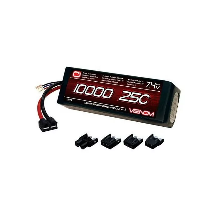 Venom 25C 2S 10000mAh 7.4V LiPo Battery with Universal Plug System