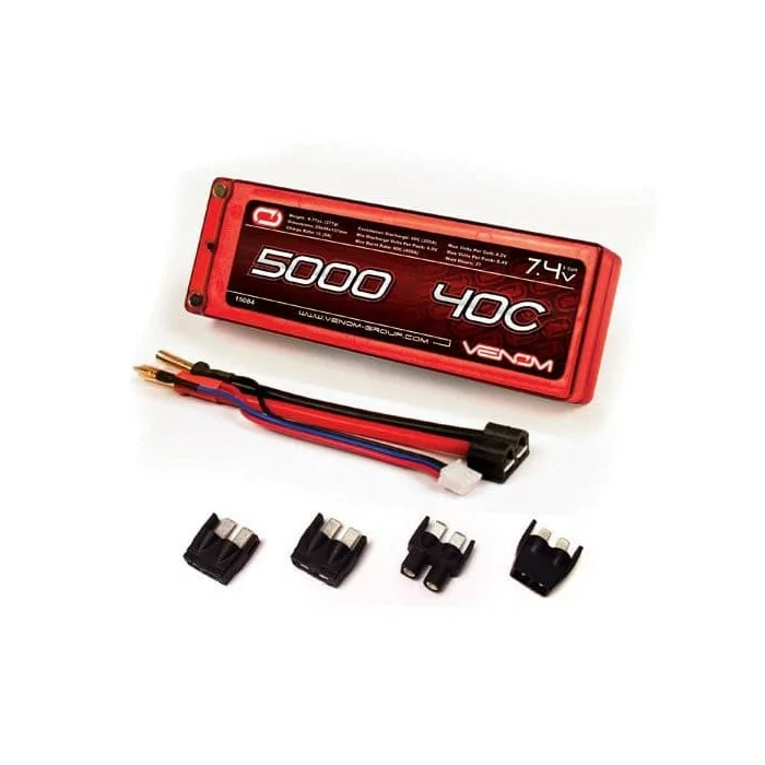 Venom 40C 2S 5000mAh 7.4V Hard Case LiPo Battery ROAR Approved with UNI Plug
