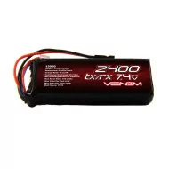 Venom 5C 2S 2400mAh 7.4V Receiver/Transmitter Flat Pack LiPo Battery