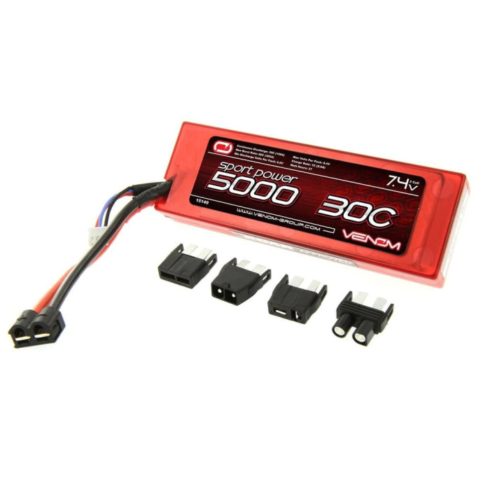 Venom 30C 2S 5000mAh 7.4V Hard Case LiPo Battery ROAR Approved with UNI Plug