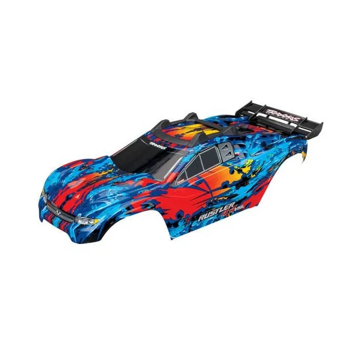 Traxxas Body, Rustler® 4X4 VXL, red/ window, grille, lights decal sheet