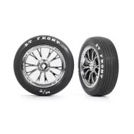 Traxxas Tires & wheels, assembled, glued (Weld chrome wheels, tires, foam inserts) (front) (2)