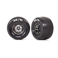Traxxas Tires & wheels, assembled, glued (Weld black chrome wheels, tires, foam inserts) (rear) (2)