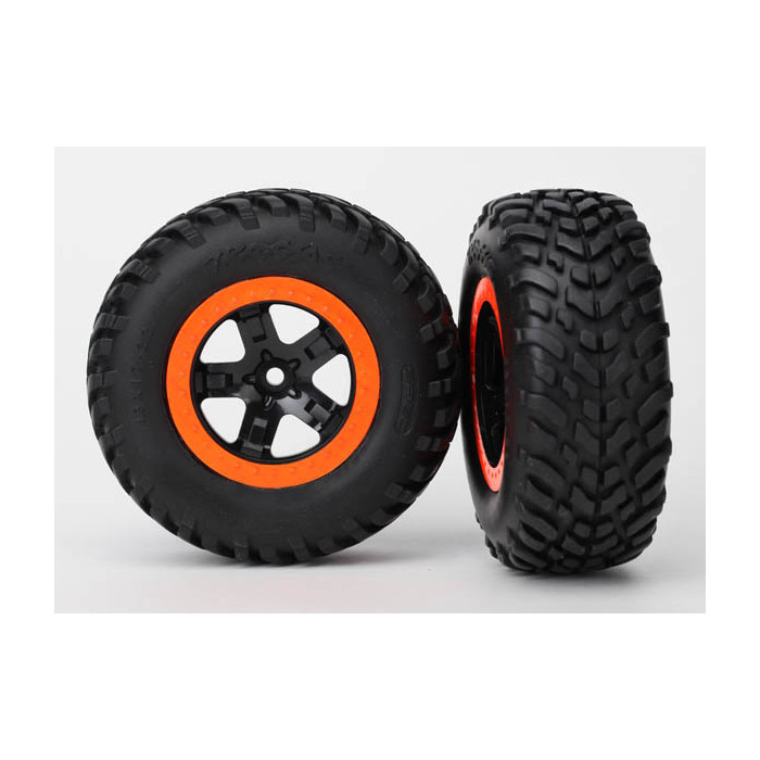 Traxxas SCT Wheels & Off-Road Tires 12mm Hex (Black/Orange)