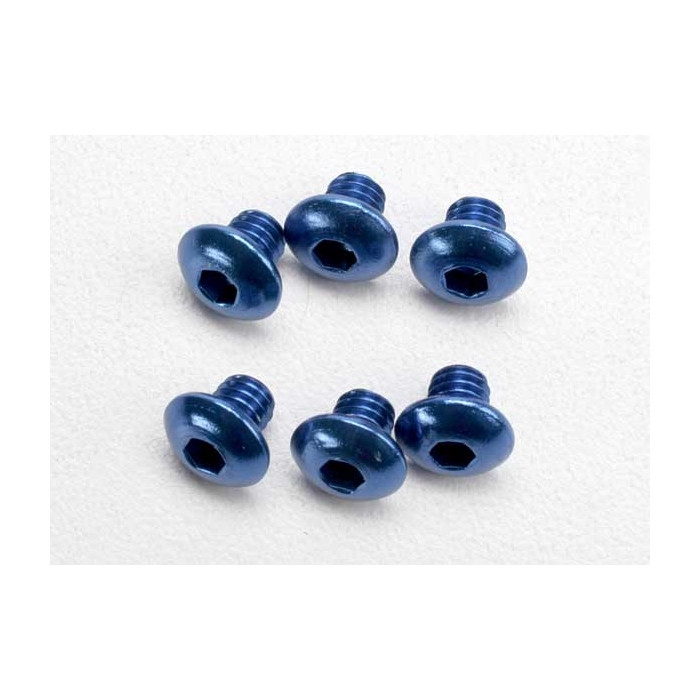 Traxxas Machine Screws 4x4mm Aluminum Button-Head Blue (6)