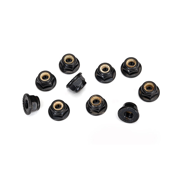 Traxxas Nylon Lock Nuts 4 mm Flanged Serrated (10) (Black)