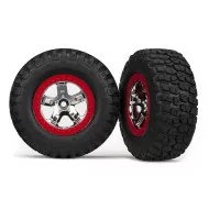 Traxxas SCT Wheels Chrome & Red Front (2)