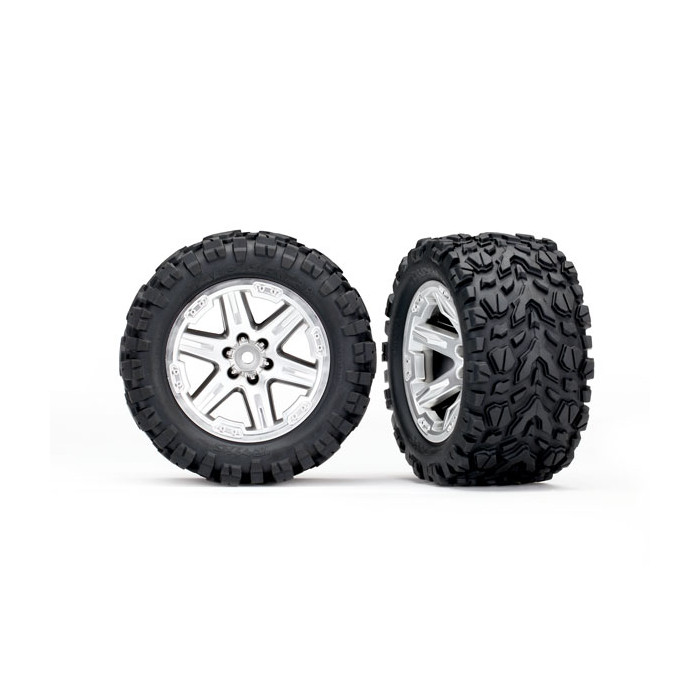 Traxxas RXT Wheels 2.8in Satin Chrome Talon EXT (2)