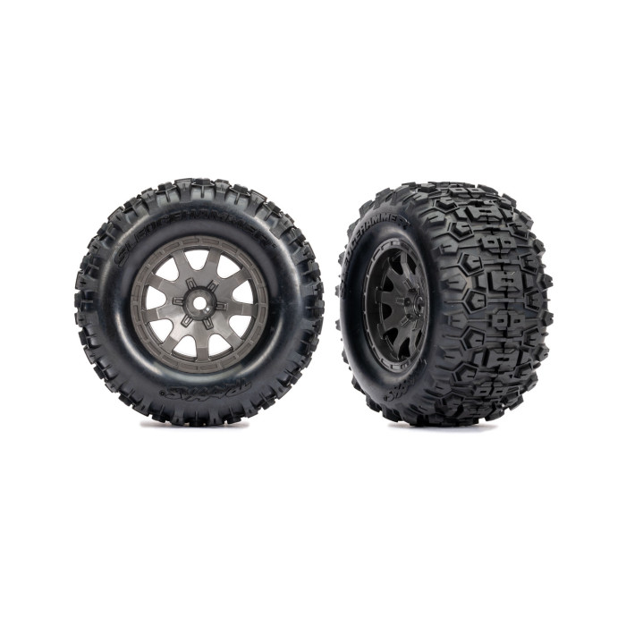 Traxxas Sledgehammer Tires Rear Wheels (2) (Gray)