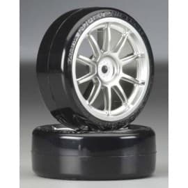 Tamiya Mtl-Pltd 10-Spk Wheel w/Cem Sup Driftech Tires 24mm