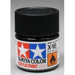 Tamiya Acrylic Mini X-18 Semi Gloss Black 1/3 oz