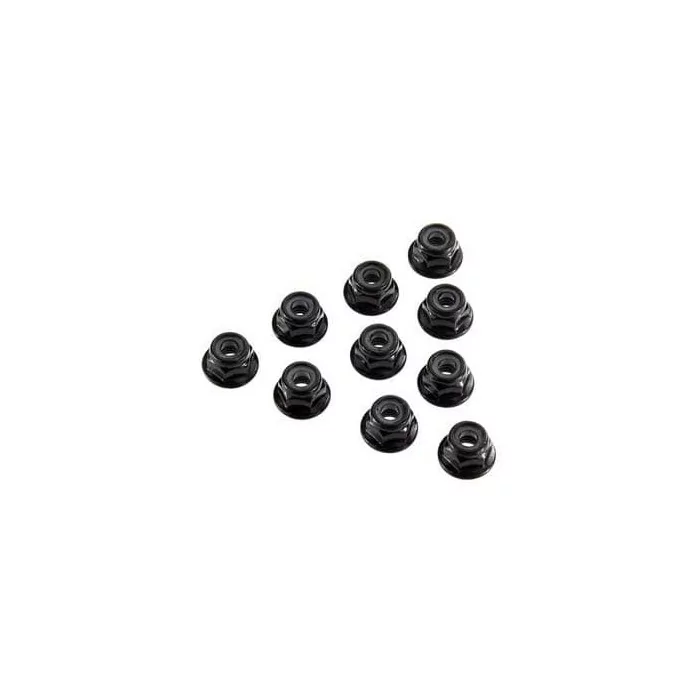 Axial Serrated Nylon Lock Nut Black M4 4mm (10)