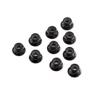 Axial Serrated Nylon Lock Nut Black M4 4mm (10)