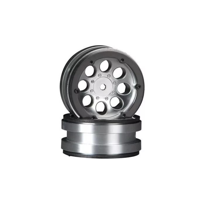 Axial 8-Hole 1.9" Beadlock Wheel Satin Chrome (2)