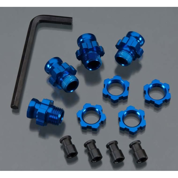 Traxxas Wheel Hub Set 17mm Short(2)Long(2)Blu Slash 2WD