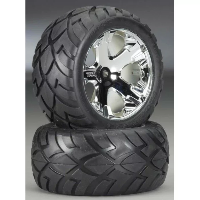 Traxxas Chrome AllStar Wheels, Anaconda Tires Assembled