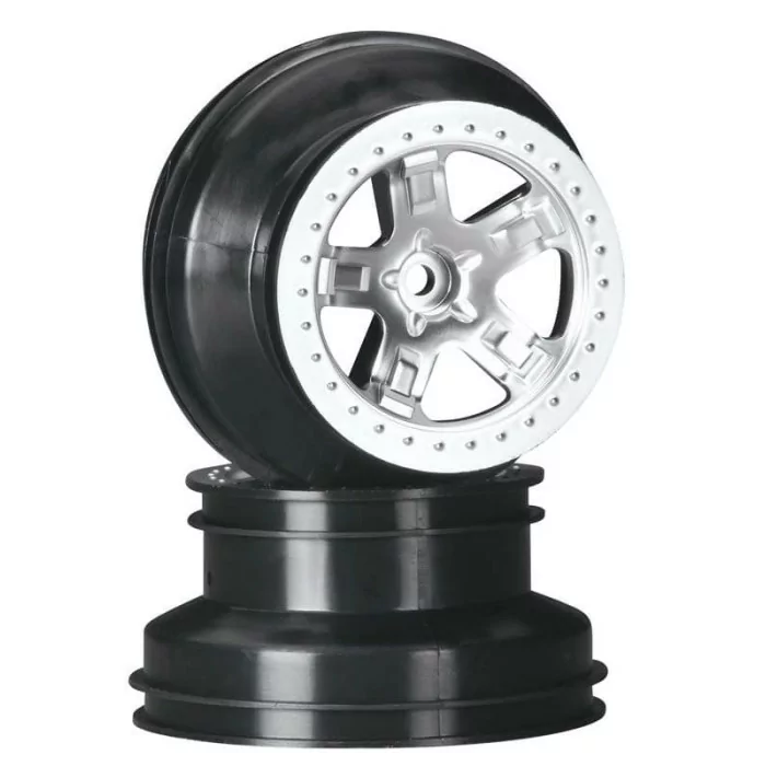 Traxxas Front Wheel Satin Chrome Slash (2)