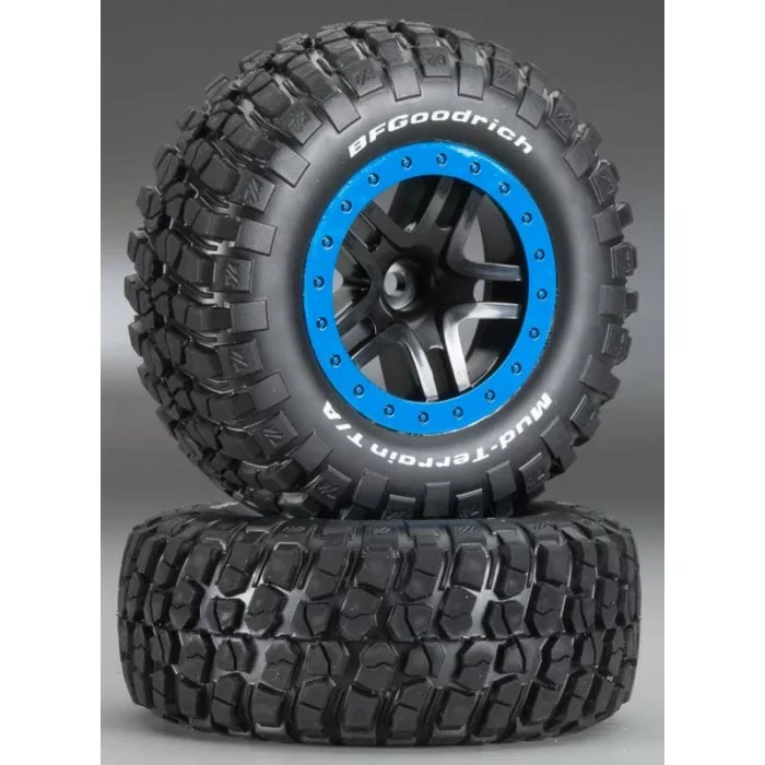 Traxxas Tire/Wheel Assy Glued SCT Split-Spoke Black (2)