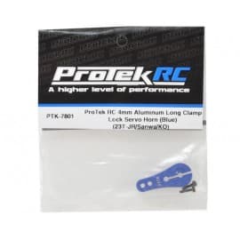 ProTek RC 4mm Aluminum Long Clamp Lock Servo Horn (Blue) (23T-JR/Sanwa/KO)