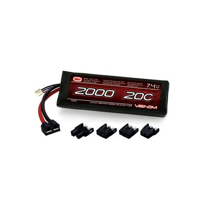 Venom 20C 2S 2000mAh 7.4V LiPo Battery with Universal Plug System